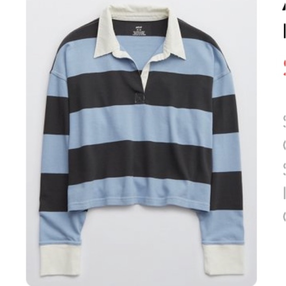 Aerie Long Sleeve Cropped Polo T-Shirt